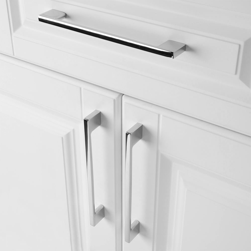 KOOFIZO 10 Pack Wide Foot Cabinet Bar Pull - Chrome Modern Solid Handle, 6.3 Inch/160mm Screw Spacing