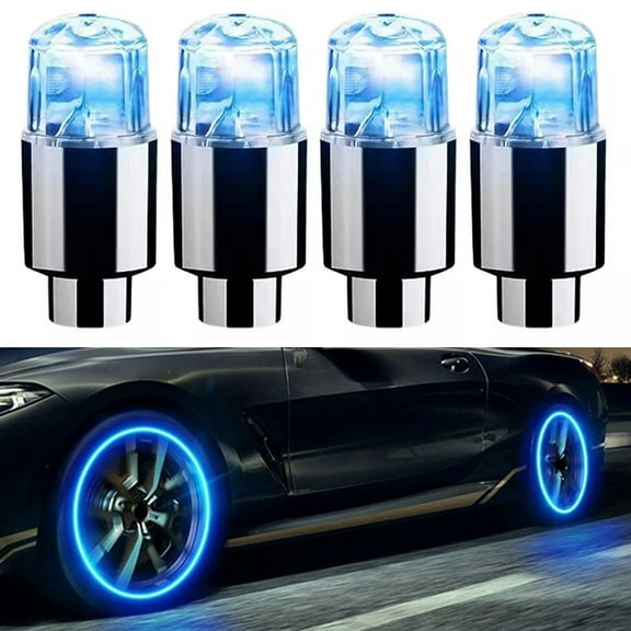 sailesiti 4Pcs Car Motorcycle Bike LED Lights Neon Wheel Tire Tyre Valve Dust Cap Light