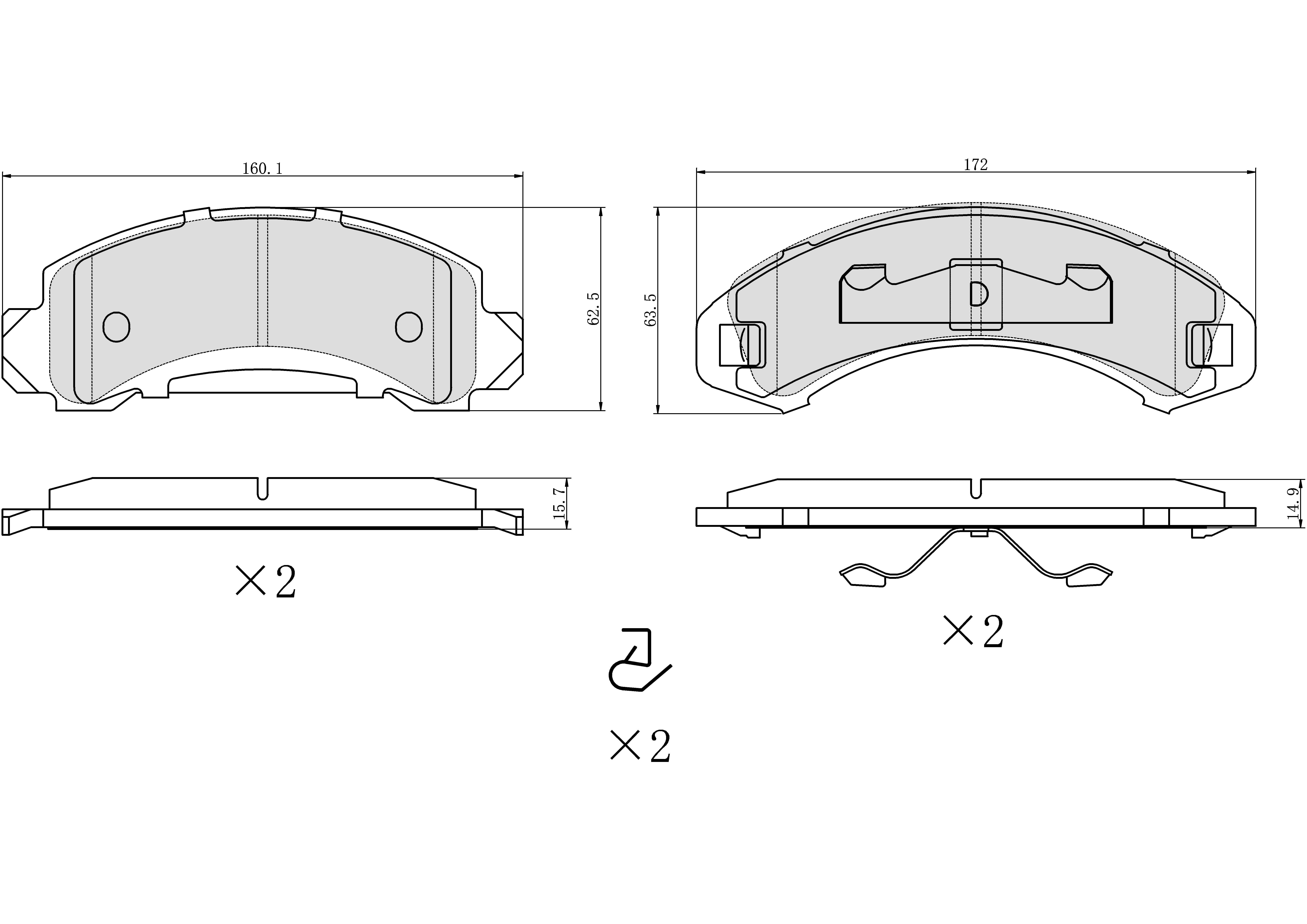 UltraHC 700 Brake Pad Set, Front HC7.0249.0.C, Ford Ranger 1986-1983