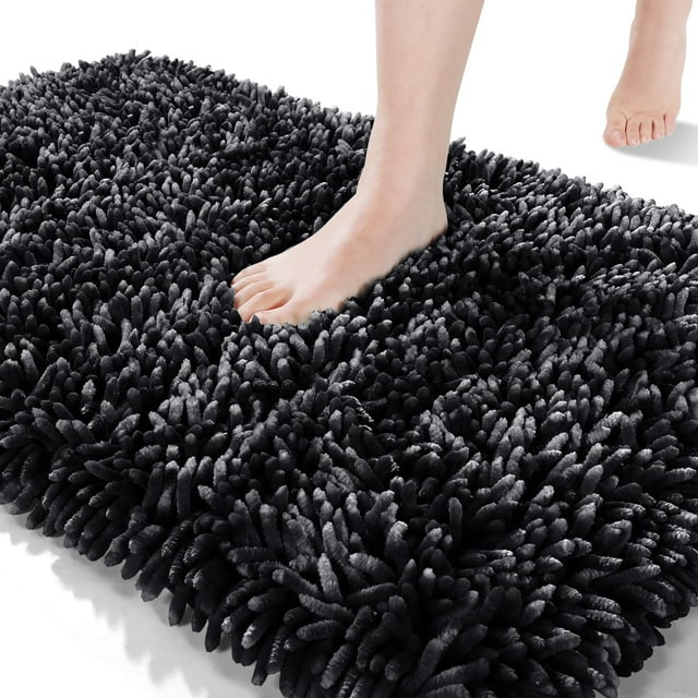 Alfombra de baño Yimobra Luxury Chenille extrasuave, 60 x 43 cm, color negro
