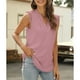 thumbnail image 4 of Blusa Sin Mangas De Encaje Con Pliegues, Blusa Sin Mangas De Color Puro Poliéster Informal Suave Elegante A La Moda Para Mujeres Para Fiestas De Citas Fyydes Rosa L, 4 of 7