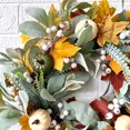 thumbnail image 3 of Fall White Pumpkin Maple Leaf Thanksgiving Harvest Wreath, 3 of 11