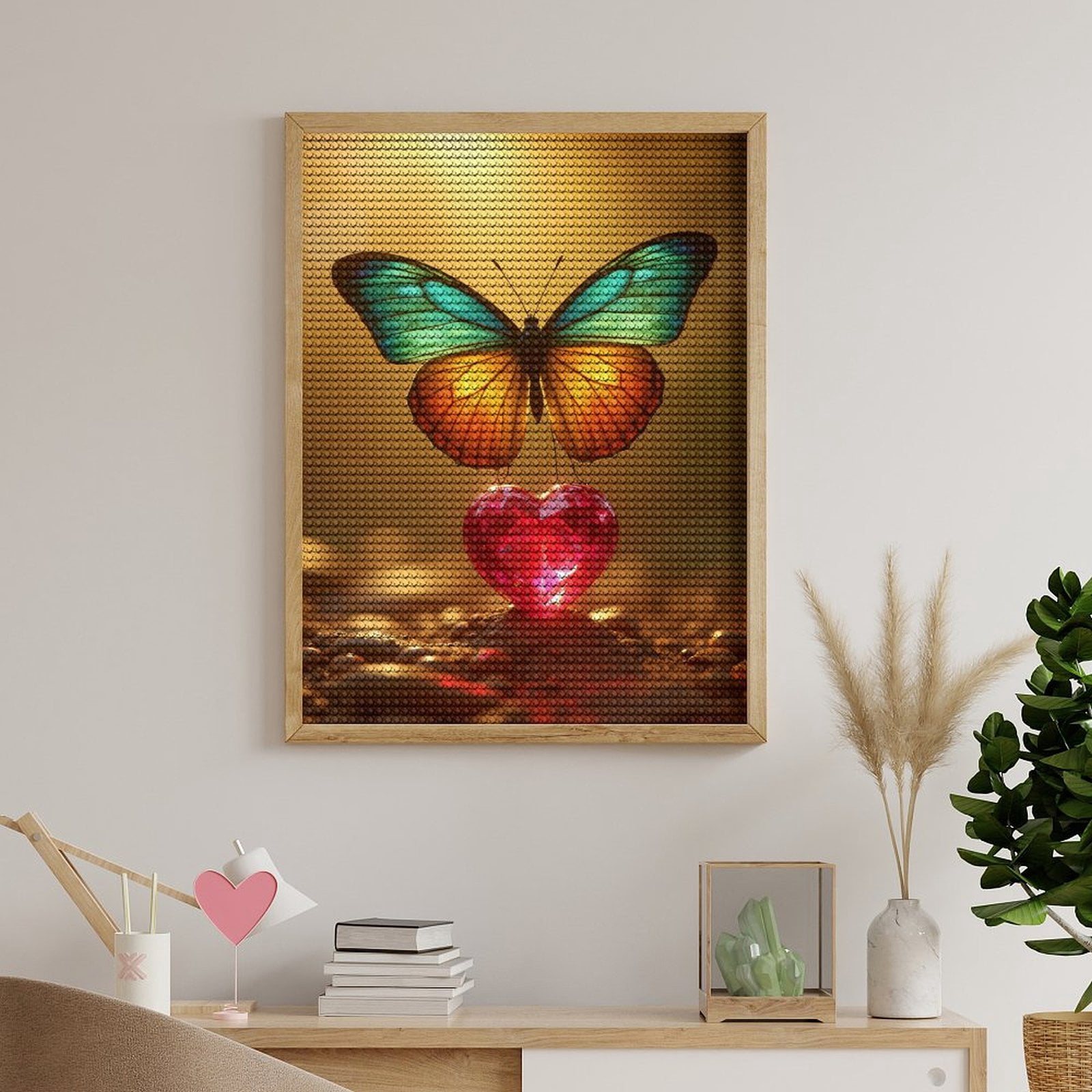 Diamond Art Kits for Adults - Butterfly Gem Heart Glow Stones 5d Diamond Painting for Adults, Diamond Art for Adults Beginners, Frameless Diamond Painting Kits for Adults for Home Wall Decor