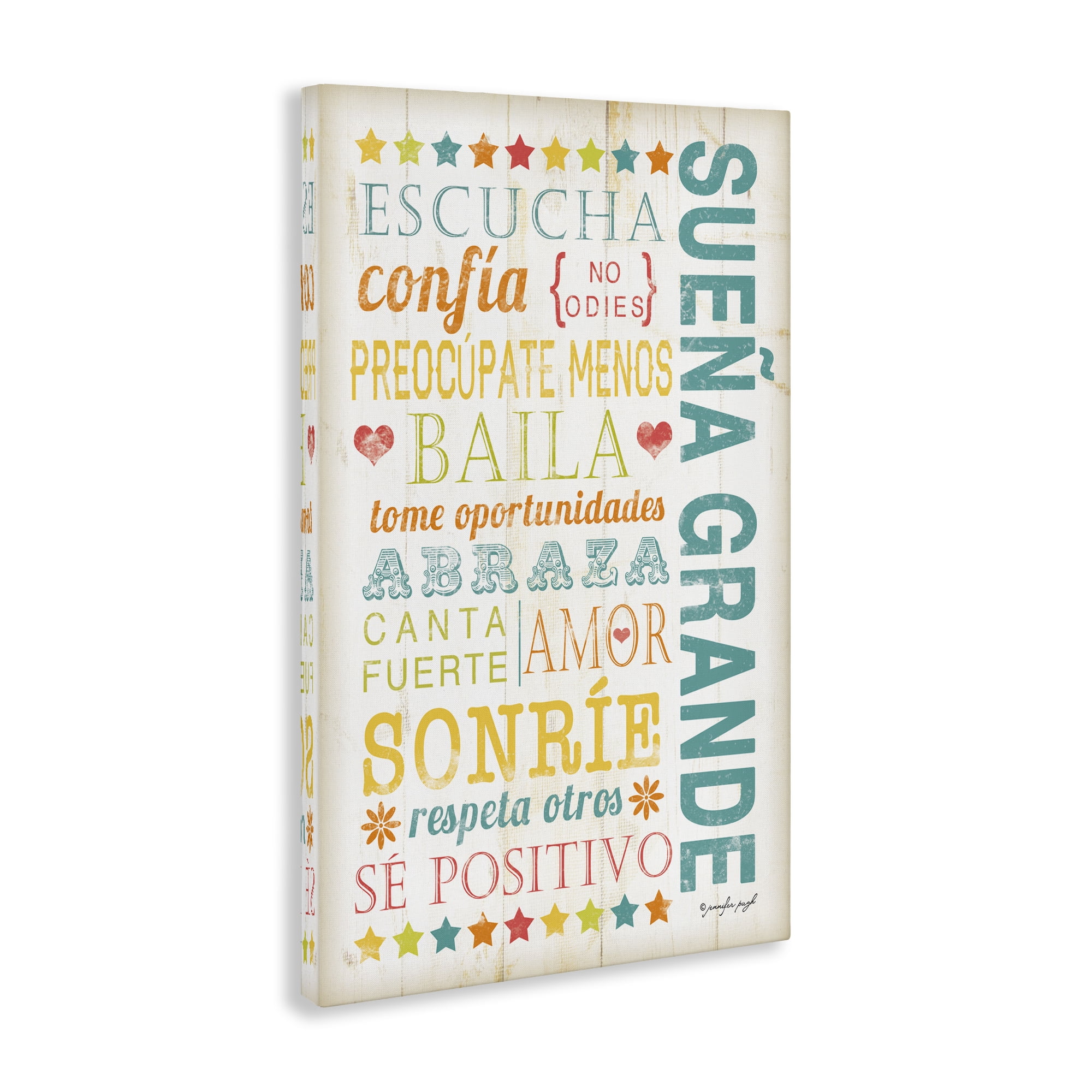 Stupell Industries Sueña Grande Frases Positivas Inspirational Quotes & Sayings Painting Wrapped Canvas Art Print Wall Art, 30 x 45