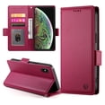 thumbnail image 5 of Designed for iPhone XS Max Wallet Case, with Card Slots Strong Magnetic Closure PU Leather Flip Fold Shockproof Kickstand Durable Purse Flip Case for iPhone XS Max - Winered, 5 of 7