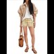 thumbnail image 3 of Mini Shorts con Volantes Florales para Mujer, Pantalones Bombachos con Volantes, Pantalones Abullonados. Albaricoque L, 3 of 8