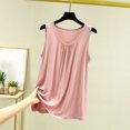 thumbnail image 2 of Wyobmus Women Tank Tops Summer Loose Fit Pleated Front Crew Neck Camisole Tops Trendy Sleeveless Flowy Blouses Pink, 2 of 8