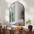 thumbnail image 1 of 20 x 30-pulgada arched wall mirror: wall-mounted vanity mirror con arch metal frame para dormitorio, sala de estar, o bathroom (hanging o leaning, negra), 1 of 7