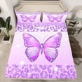 thumbnail image 2 of jejeloiu Purple Diamond Butterfly Bed Sheets,Leopard Cheetah Pattern King Sheets,Purple Sparkling Print Sheet Set For Girl,Microfiber Bedroom Decor,4-Piece, 2 of 7