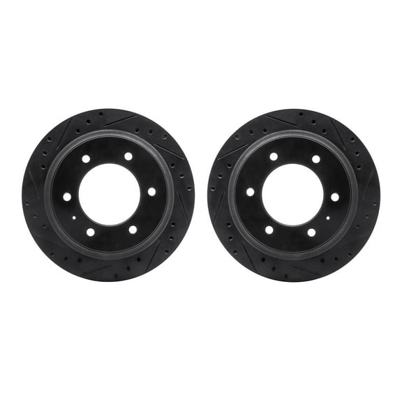Dynamic Friction Company Rear Brake Rotors-Drilled and Slotted-Black 8002-37007