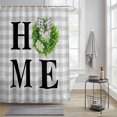 thumbnail image 3 of Home Shower Curtain, Spring Country Farm Green Boxwood Flowers Wreath Grey Plaid Waterproof Shower Curtain Set with 12 Hooks Lightweight Bath Curtains Fabric Bathroom Decor 36x72 Inches, 3 of 9