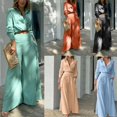 thumbnail image 2 of Conjunto de 2 piezas para mujer, camisa de manga larga y pantalones rectos de pierna ancha, ropa de calle elegante, novedad de 2023, 2 of 3