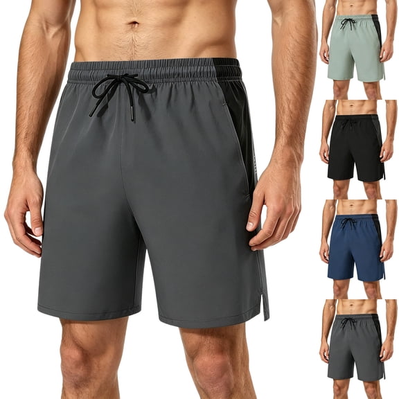 IhhxPro Men's Casual Shorts with Elastic Waist Swim Quick Dry Athletic Lightweight Summer Beach Running Gym Activewear Loose Fit M-3XL