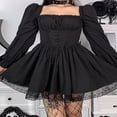 thumbnail image 3 of Women Gothic Punk Vintage Puff Sleeve Lace Mini A Line Lolita Dress, 3 of 6