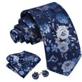 thumbnail image 2 of Set de corbatas Barry.Wang de seda floral azul oscuro, 150 cm, 2 of 7