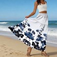 thumbnail image 6 of LWavelet Women Patchwork Floral Print Tiered Maxi Skirt Elastic Waist With Pockets Casual Long Skirt White L, 6 of 6