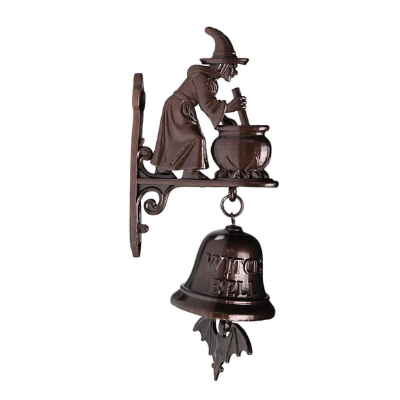 Tuvgenk Witch Bells Vintage Iron Door Bell with Witch Face for Halloween Porch Gothic Home Decor