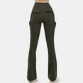 thumbnail image 4 of XFLWAM Cargo Flare Pants Women High Waisted Bootcut Yoga Pants with Pockets Casual Wide Leg Strethcy Butt Lifting Flare Leggings, 4 of 8