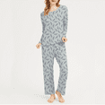 thumbnail image 6 of MLDRA Women’s Pajama Set 2 Piece Lounge Sets Long Sleeve Top and Pants Soft Sleepwear Nightwear Ladies Pjs Fall Winter 2025 Set, 6 of 7
