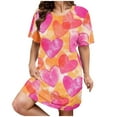 thumbnail image 1 of siminseming Nuisettes et Chemises de Nuit de Noël pour Femmes Grande Taille Robe de Nuit Décontractée pour Femmes Grande Taille Imprimé Cœur Manches Courtes Col Rond Extensibilité Moyenne Nuisette Ample Robe de Nuit de la Saint-Valentin, 1 of 4