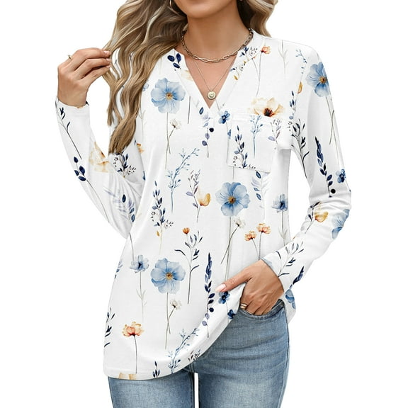 Weardear Women's V Neck 3/4 Sleeve T Shirts Casual Basic Summer Tees Shirts Loose Fit Tunic Tops