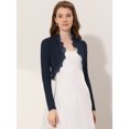 thumbnail image 3 of INSPIRE CHIC Women's Elegant Ruffle Collar Cropped Knit Shrug Top Dark Blue M, 3 of 5