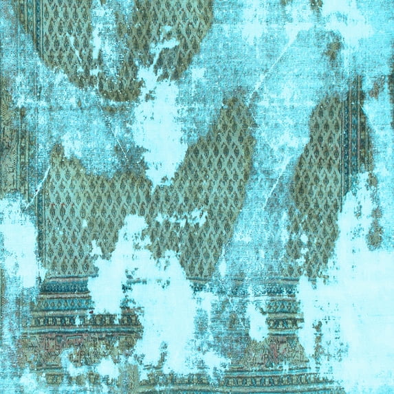 Ahgly Company Indoor Square Abstract Light Blue Modern Area Rugs, 4' Square