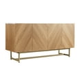 thumbnail image 5 of Roomfitters 57” Mid Century Modern TV Stand, Herringbone Pattern Buffet Cabinet Sideboard Credenza, Marble Top Media Console Entertainment Center for Living Room, Entryway (Oak Wood, Gold Metal Legs), 5 of 12