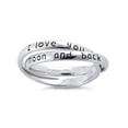 thumbnail image 3 of 925 Sterling Silver Oxidized I Love You To The Moon And Back Linking Women Valentines Day Gifts Rings, 3 of 4