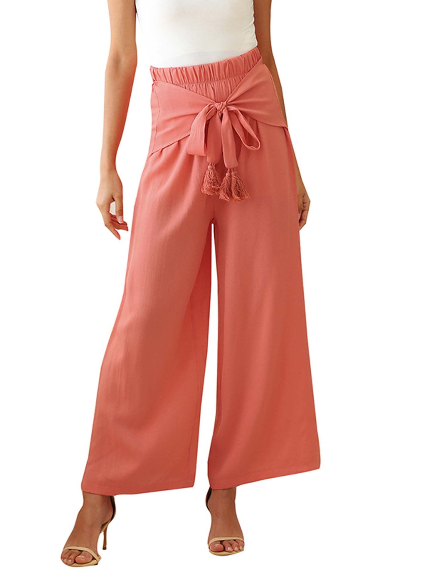 Womens High Waisted Wide Leg Pants Button up Flowing Palazzo Pants Back Zip Lightweight Loose Slacks 2019 Casual Work Long Trousers