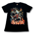 thumbnail image 2 of Skull with Electric Guitar and Flames Glow in the Dark HD Hot Rock T-Shirt, 2 of 5