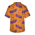 thumbnail image 4 of Domuza Scrub Tops Men Plus Size V Neck Short Sleeve Horror Novelty Print Caregiver Top Soft Comfort Elastic Working Uniform with Pockets Orange 4XL, 4 of 5