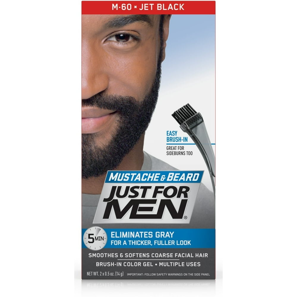Just For Men Mustache & Beard, Beard Coloring for Gray Hair with Brush