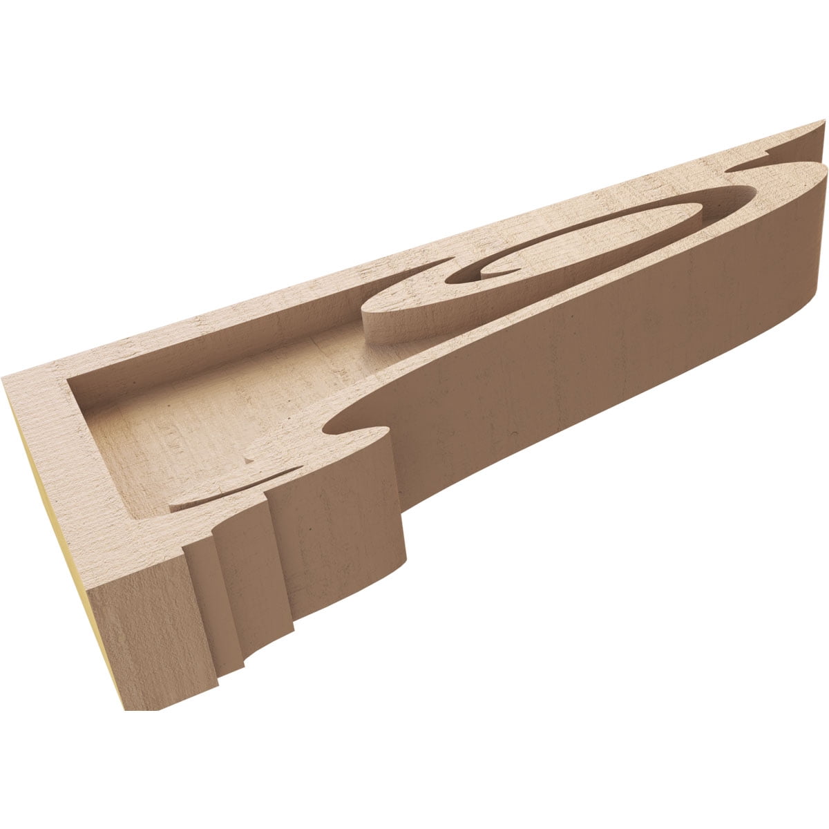 2"W x 12"D x 4"H Thin Scroll Rough Cedar Woodgrain TimberThane Corbel, Primed Tan