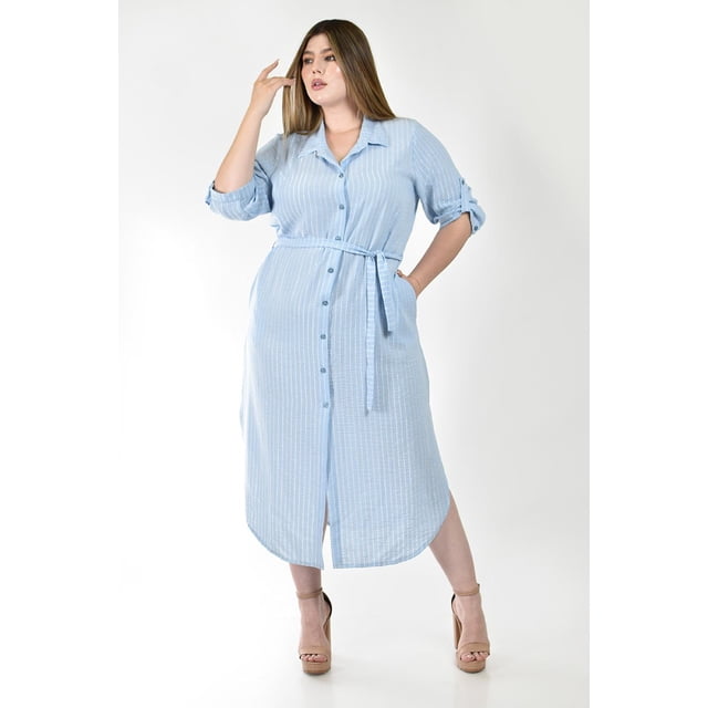 Vestido largo a rayas Roman Fashion /Tallas Extras, 1765-1 (Azul cielo) azul cielo 42