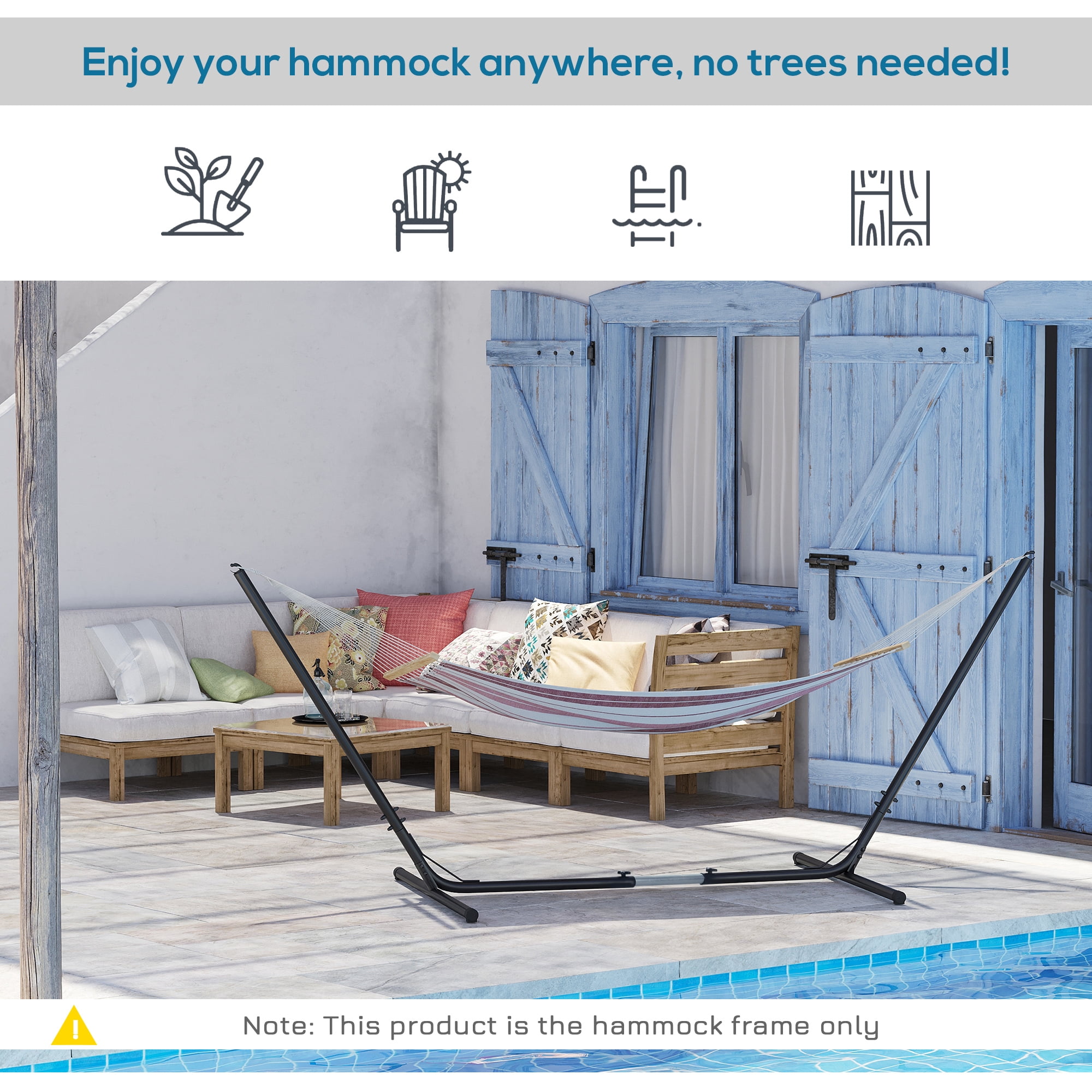 Garden Accessories Outsunny Universal Hammock Stand 10-13ft Adjustable Steel Stand Space-Saving and Portable Carrying for Indoor and Outdoor Use, Black,Garden Decorative Accessories