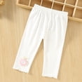 thumbnail image 2 of Afuyipoi Little Girls Cotton Cute Embroidery Leggings Size 9M-3T Breathable Elastic Waist Cropped Capri Pants for Kids Everyday Play Home Outdoor Activities White Size 12M, 2 of 10