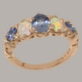 thumbnail image 2 of LBG British Made 9k Rose Gold Genuine Natural Tanzanite & Opal Womens Band Ring - 33 size options - Size 5.5, 2 of 6