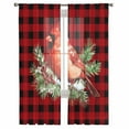 thumbnail image 6 of Christmas Cardinal Birds Sheer Curtains 63 Inch Length 2 Panels Set, Semi Transparent Voile Rod Pocket Curtains for Living Dining Room Bedroom Drapes Buffalo Checker Xmas Pine Tree, 6 of 8