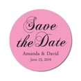 thumbnail image 1 of Darling Souvenir Round 45 Pcs Calligraphy Save The Date Stickers Personalized Bride Groom Names And Date Envelope Seals - Light Pink, 1 of 4