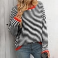 thumbnail image 7 of MESSUEN Crew Neck Sweater for Women Striped Sweater Long Sleeve Sweaters for Women Summer Tank Tops for Women Womens Tops Casual Basic Tops for Women's Tops Black L, 7 of 7