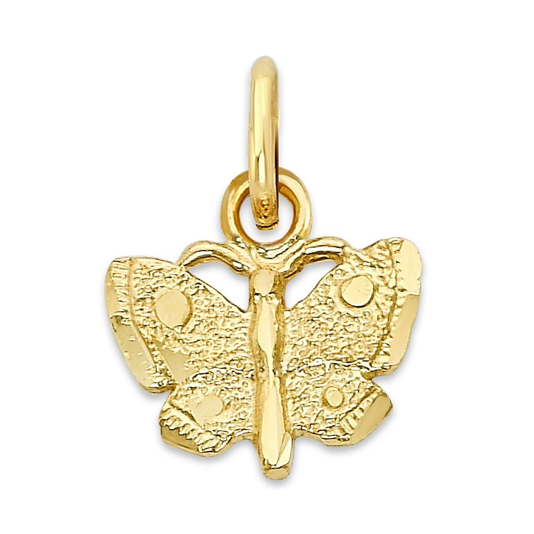 Real Solid Gold Butterfly Charm in 10k or 14k, Dainty Anniversary or Bridal Shower Gifts Charm