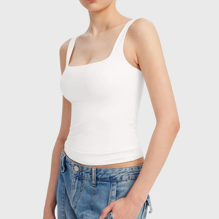 トップス Rest & Recreation SQUARE NECK SLEEVELESS XIEERDUO Womens Square Neck Slim Fit Tank Tops Double Layer