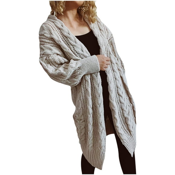 jsaierl Women's Oversized Open Front Long Cardigan Sweaters Cable Knit Long Sleeve Duster Cardigans Outwear Coats