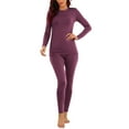 thumbnail image 2 of Women's Thermal Underwear Set Winter Warm Plus Size Fleece Thick Pullover Tops Long Bottom Pants Pajamas Set New Two Piece Outfits for Women Sweatsuits Purple M, 2 of 9