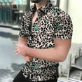 thumbnail image 4 of Camisa con estampado de leopardo para hombre, camisas casuales con botones, ropa de calle sexy de manga corta, camisas vintage de mano corta, verano 2024, 4 of 5