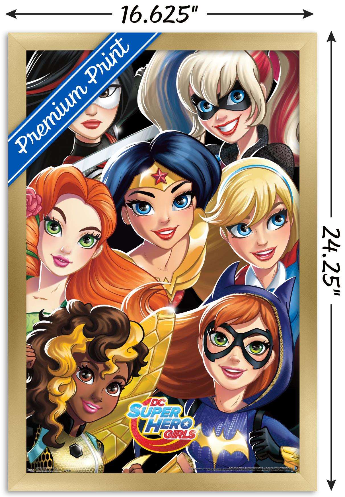 DC Comics TV - DC Superhero Girls - Group Wall Poster, 14.725" x 22.375", Framed