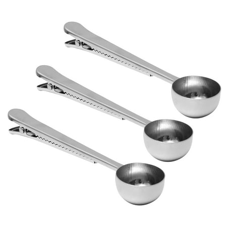 

3 Pcs Stainless Steel Coffee Measuring Spoons Tea Spoons Multifunctional Milk and Powder Spoons with Clip