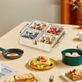 thumbnail image 4 of Elapind Divided Serving Tray with Lid, Removable Divided Platter Snack Box, Food Storage Charcuterie Containers with 4 Compartments for Party, Veggies, Snack, Fruit, Candy, Cracker, Chip,White, 4 of 7
