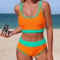 thumbnail image 6 of NMMUED Women's High Waisted Bikini Sets Sporty Two Piece Swimsuits Color Block Bathing Suits Full Coverage Bikini, 6 of 7